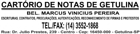 CARTÓRIO DE NOTAS DE GETULINA
